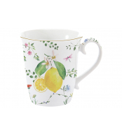 Кружка, 275 мл, фарфор P, белая, Цветы и лимоны, Fleurs et Citrons