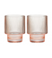Стакан, 10 см, 320 мл, 2 шт, стекло хрустальное, розовый, Полосы, Modern Classic
